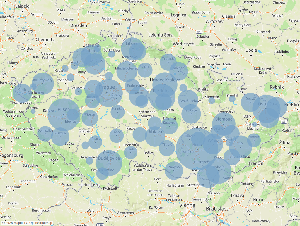 Mapa distribučních míst
